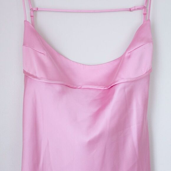 NEW Blogger Fave Viral TikTok Zara Pink Satin Cutout Scoop Neck Midi Slip Dress - Picture 8 of 16